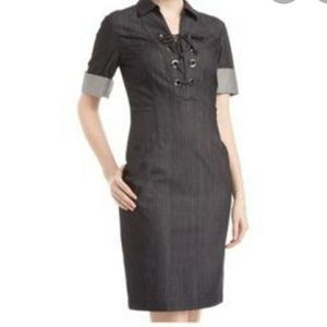 LAFAYETTE 148 lace up chambray dress